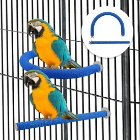 2 Pcs U Shape Parrot Perch, Rough-Surfaced Sands Parrot Perch, Blue Large Bird Perches for Parrots Cage