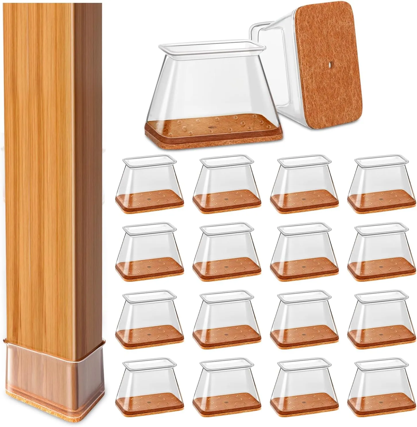 28Pcs Chair Leg Floor Protectors Rectangle for Hardwood Floors Silicone Caps Covers Felt Furniture Pads Clear Chair Sliders, Protect The Floor from Scratches(Fit:L 2"-2.5",W 1"-1.5")