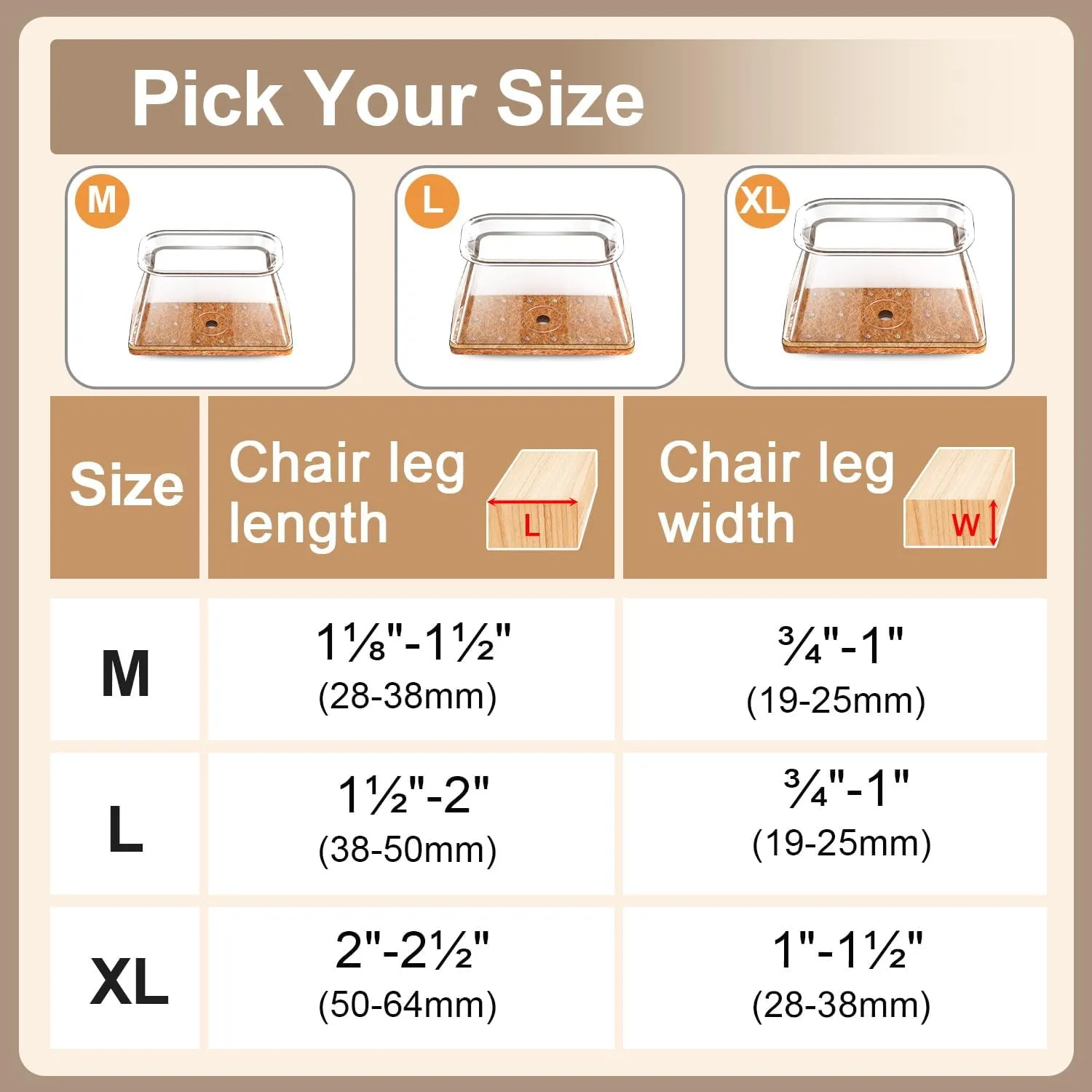28Pcs Chair Leg Floor Protectors Rectangle for Hardwood Floors Silicone Caps Covers Felt Furniture Pads Clear Chair Sliders, Protect The Floor from Scratches(Fit:L 2"-2.5",W 1"-1.5")