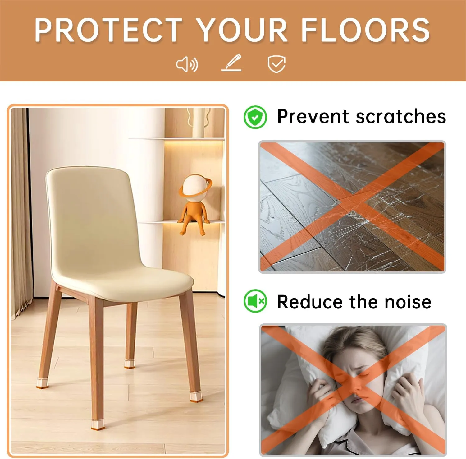 28Pcs Chair Leg Floor Protectors Rectangle for Hardwood Floors Silicone Caps Covers Felt Furniture Pads Clear Chair Sliders, Protect The Floor from Scratches(Fit:L 2"-2.5",W 1"-1.5")