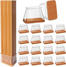 28Pcs Chair Leg Floor Protectors Rectangle for Hardwood Floors Silicone Caps Covers Felt Furniture Pads Clear Chair Sliders, Protect The Floor from Scratches(Fit:L 2"-2.5",W 1"-1.5")