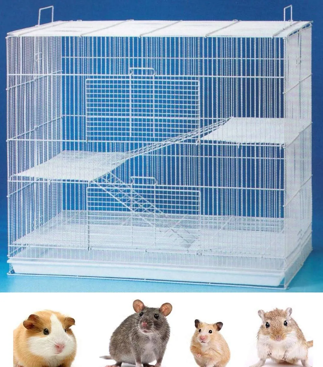 3-Levels Ferret Chinchilla Hamster Suger Glider Gerbil Rats Mouse Mice Guinea Pig Rodent Degu Dagus Small Animal Chew Free Cage, Tight 3/8-Inch Bar Spacing
