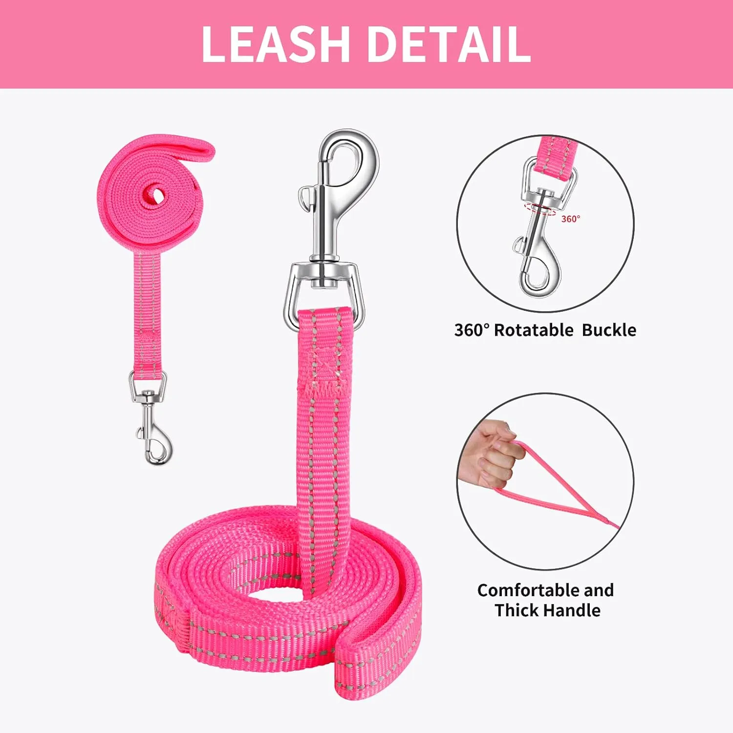 AMTOR Small Dog Harness with Leash Set, No Escape Easy Walk Puppy Harnesses for Training Walking, Step-in Reflective Soft Dogs Vest for XS S Medium Extra-Small Large Sized Dog(Fuchsia,S)