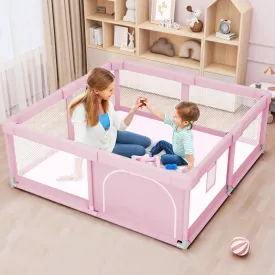 Baby Playpen for Toddler, Large Playpen for Babies 50"  50" Baby Fence Playards, Kids Safety Play Pen Area for Indoor & Outdoor (Pink)