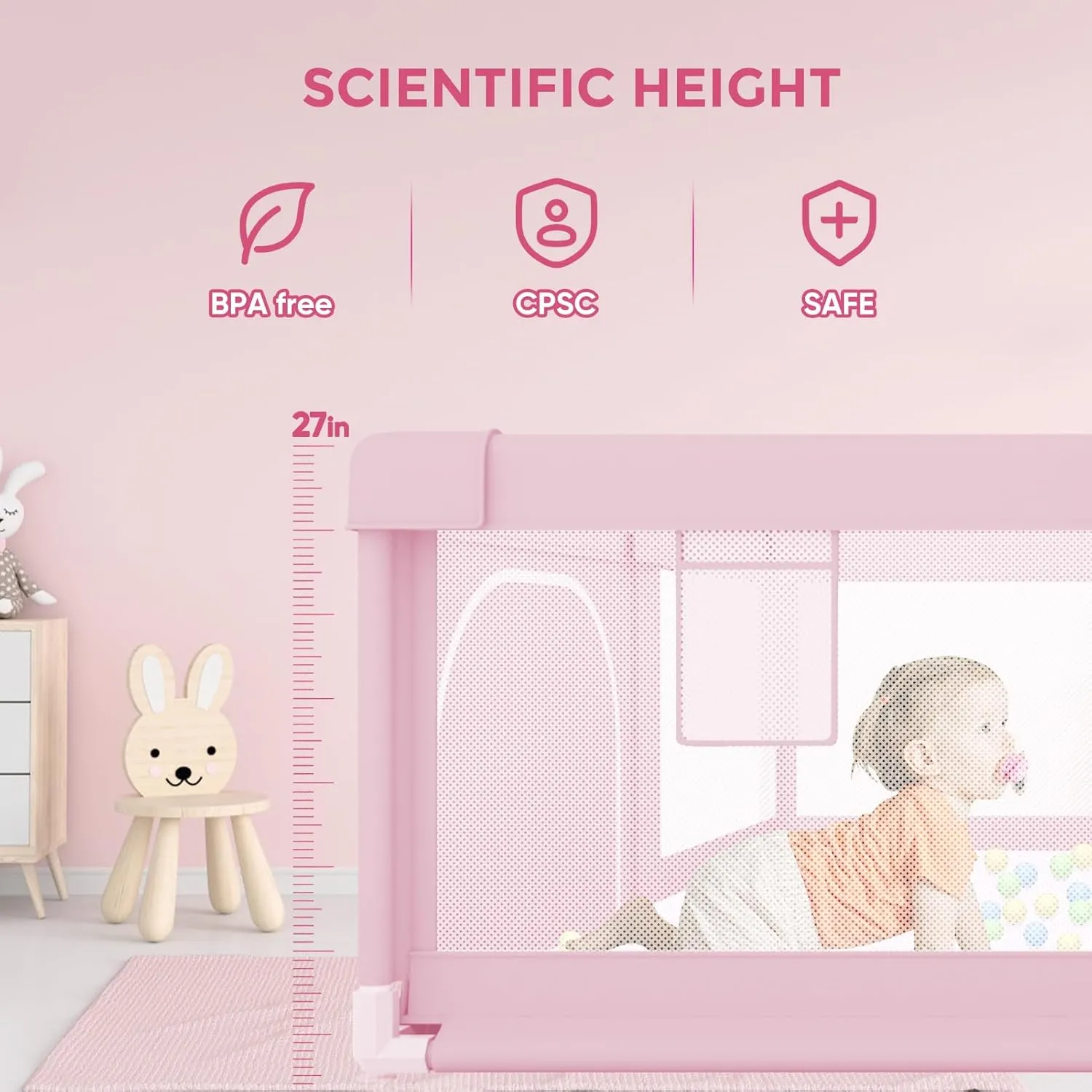Baby Playpen for Toddler, Large Playpen for Babies 50"  50" Baby Fence Playards, Kids Safety Play Pen Area for Indoor & Outdoor (Pink)