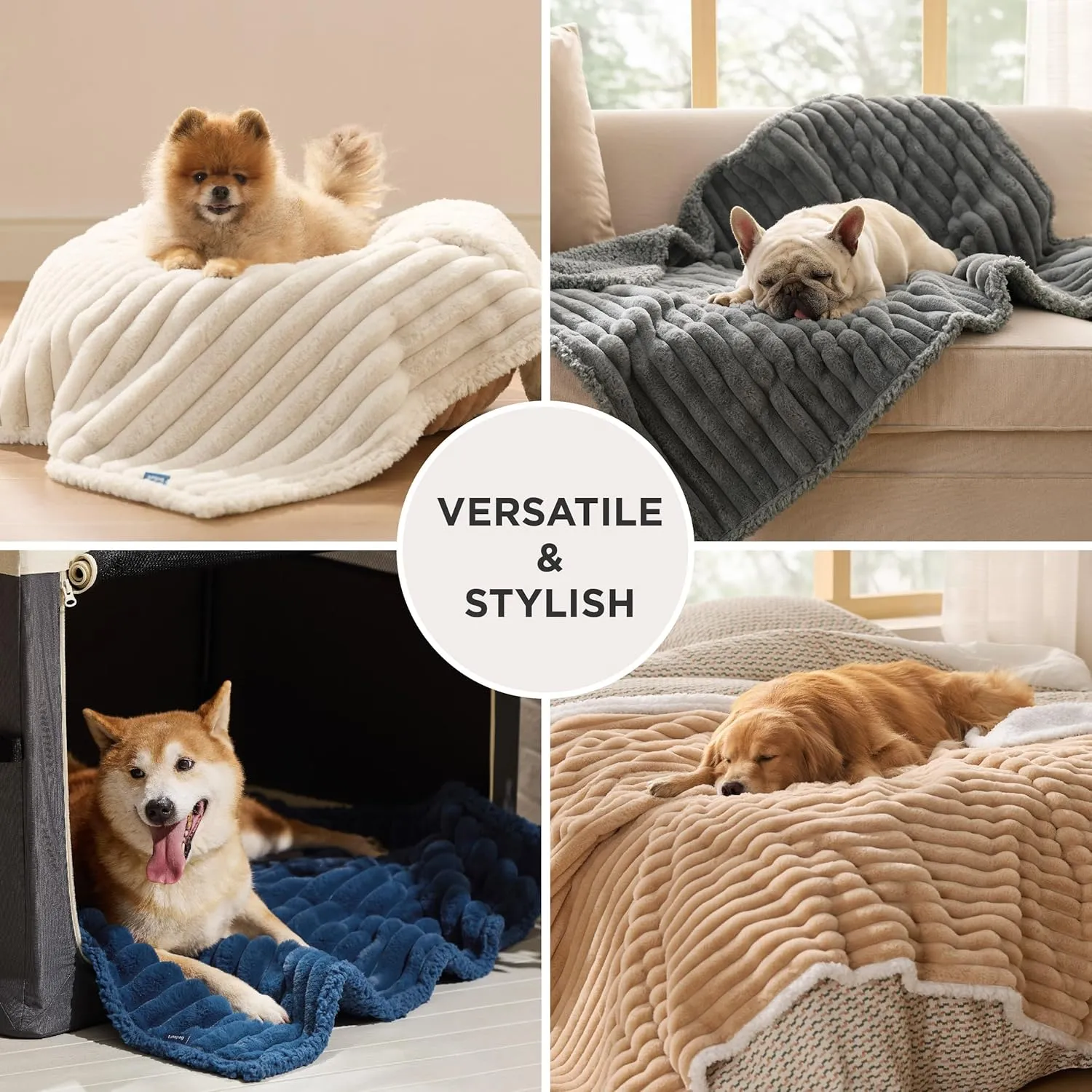 Bedsure Waterproof Dog Blankets for Small Dogs - Soft Puppy Cat Blanket Corduroy Fleece Washable, Cozy Calming Reversible Furniture Protection for Pet Kitten Doggy,25"x35", Tuscan Beige