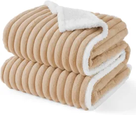 Bedsure Waterproof Dog Blankets for Small Dogs - Soft Puppy Cat Blanket Corduroy Fleece Washable, Cozy Calming Reversible Furniture Protection for Pet Kitten Doggy,25"x35", Tuscan Beige