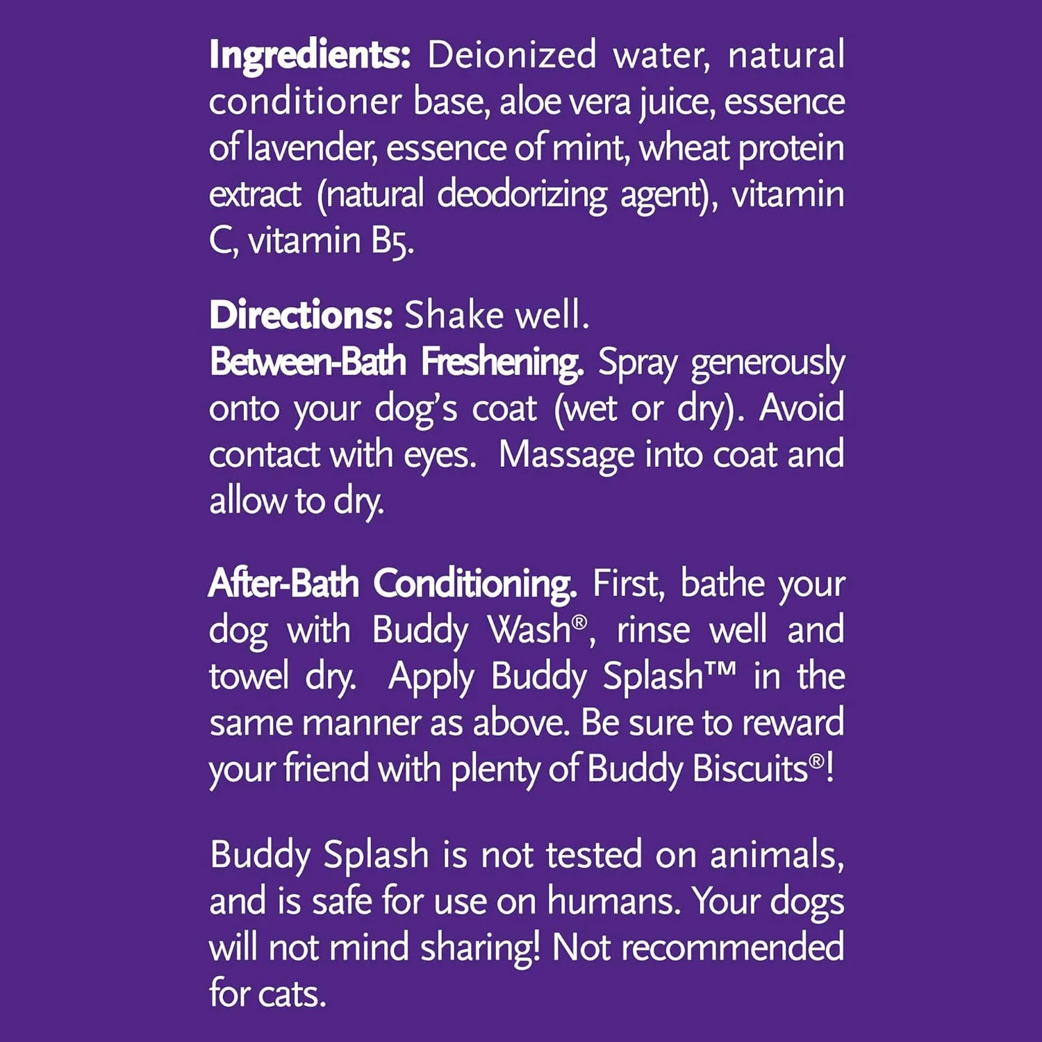 Buddy Splash Spritzer & Conditioner for Dogs (Lavender & Mint) - 4oz & 16oz