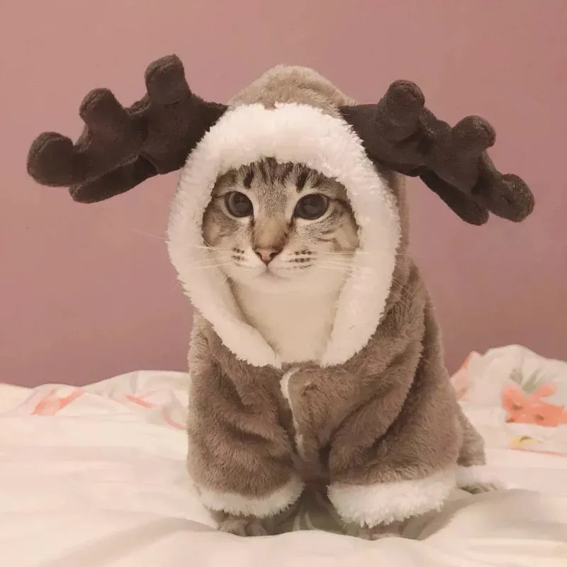Christmas Cat Clothes Warm Fleece Costumes