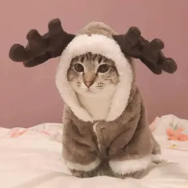 Christmas Cat Clothes Warm Fleece Costumes