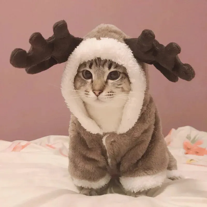 Christmas Cat Clothes Warm Fleece Costumes