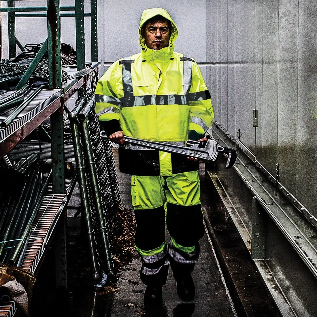 Class 3 Rip Stop Rain Jacket - Lime - XL
