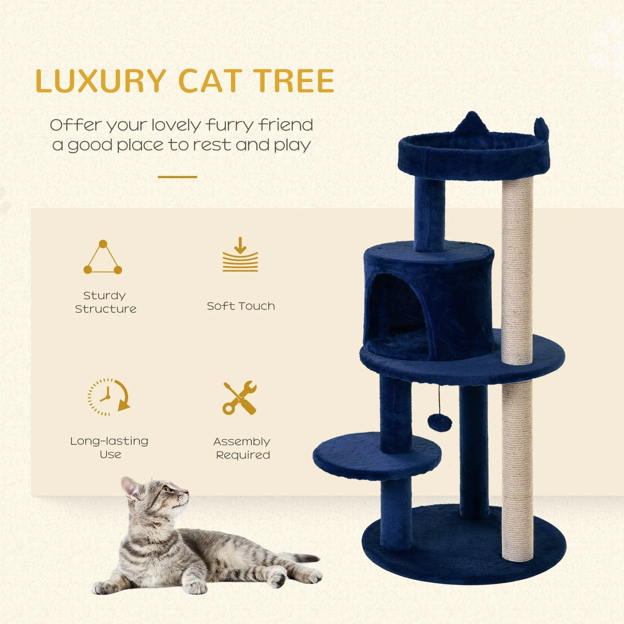 Deluxe 3-Tier Cat Tower - Blue