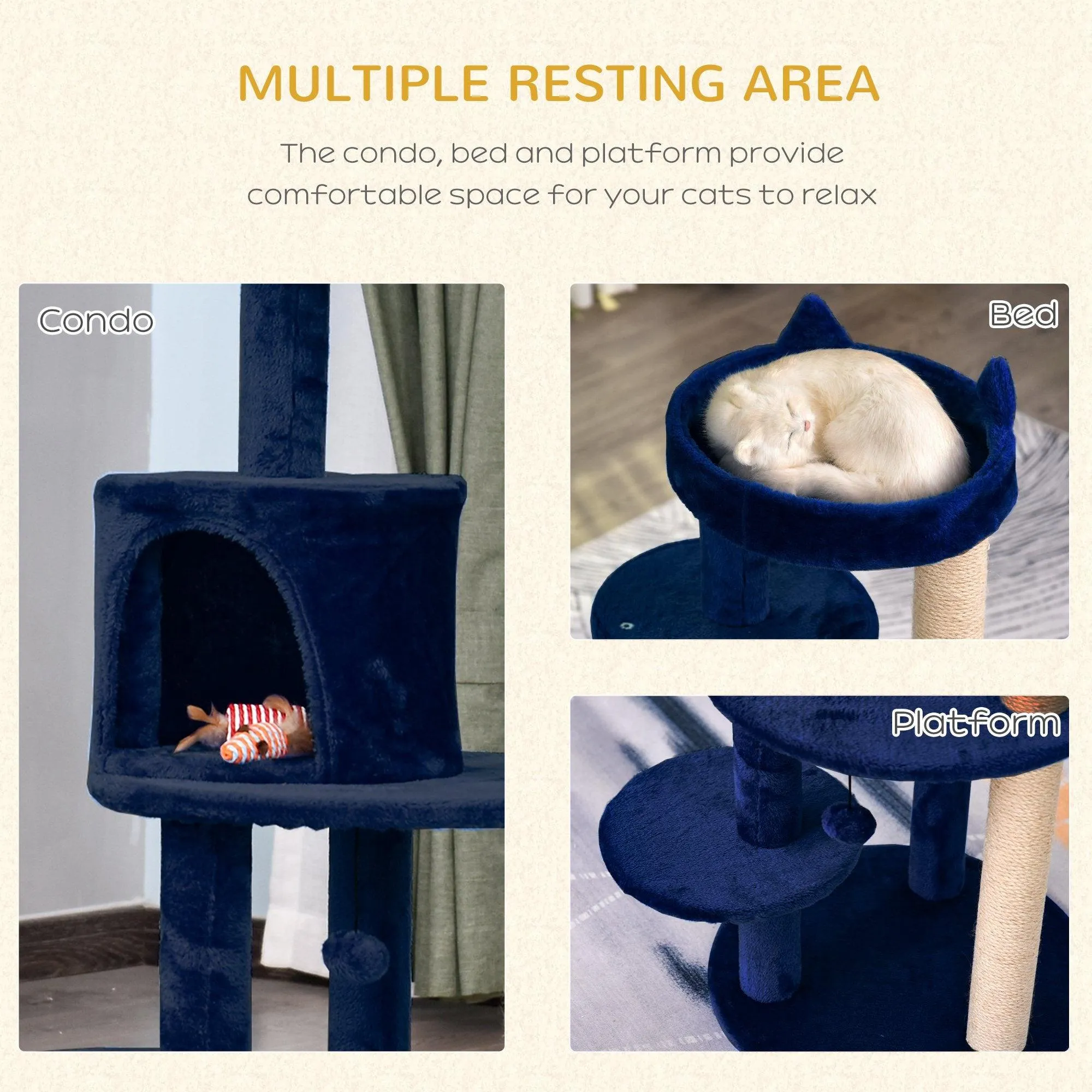Deluxe 3-Tier Cat Tower - Blue