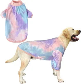 Dog Cotton Colorful Tie Dye T-Shirts Soft and Stretchy Breathable Pet Shirt Pajamas Pets Clothes for Large Dogs Tiedye 2XL