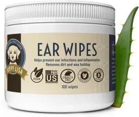 Dog Ear Cleaner Wipes - Made in The US, Alcohol Free, Non-Irritant Solution - with Aloe Vera and Witch Hazel - Ear Wipes for Dogs to Prevent Ear Infection - Pet Ear Wipes to Remove Dirt