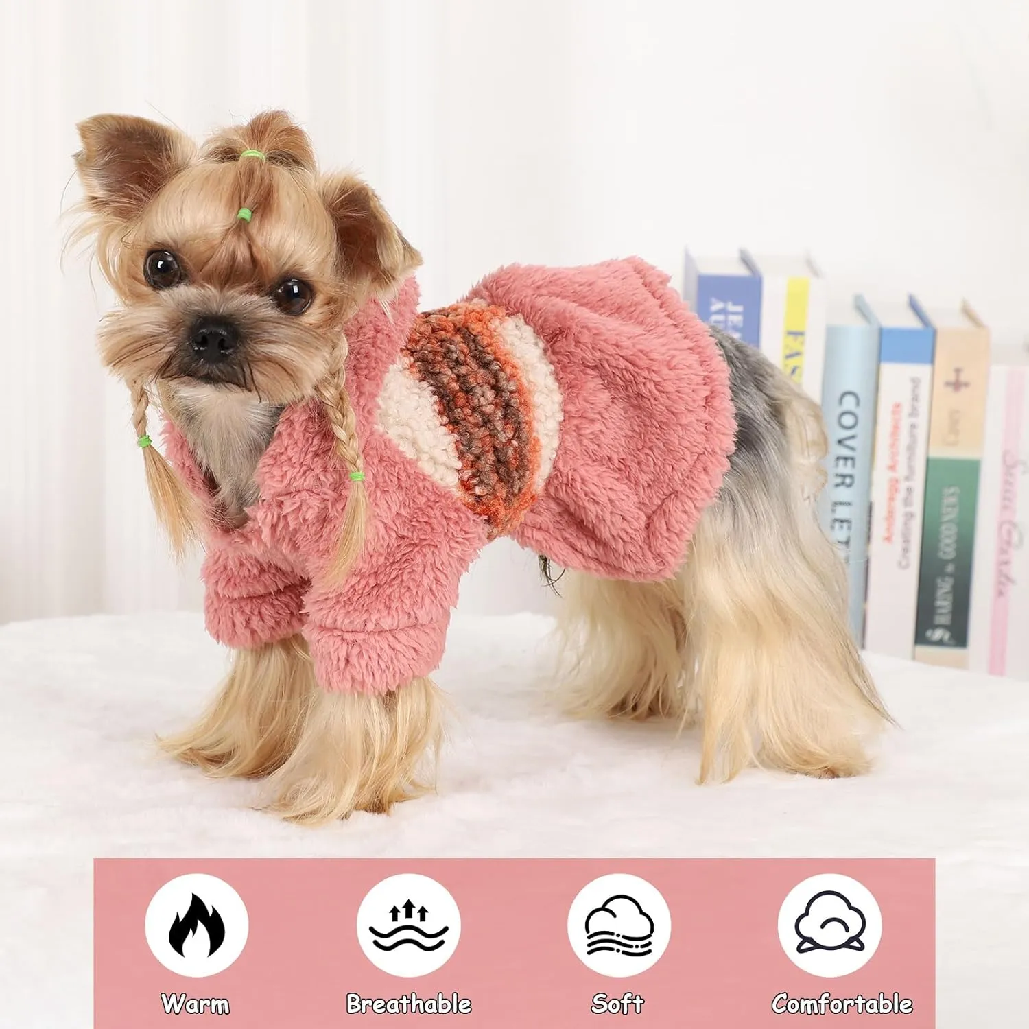 Dog Sweater Dresses for Small Dogs Girl, Winter Puppy Clothes Fleece Warm Puppy Hoodie, Pet Festival Outfits Apparel Clothing, Pet Outfits for Chihuahua Yorkie Skirt (X-Small, B Pink)