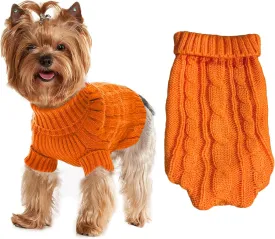 Dog Sweaters for Small Dogs Girl Boy, XS Yorkie Sweaters XXS Puppy Doggie Sweater Winter Warm Dog Turtleneck Knitwear Pullover for Chihuahua Fall Winter Cold Weather,Orange M