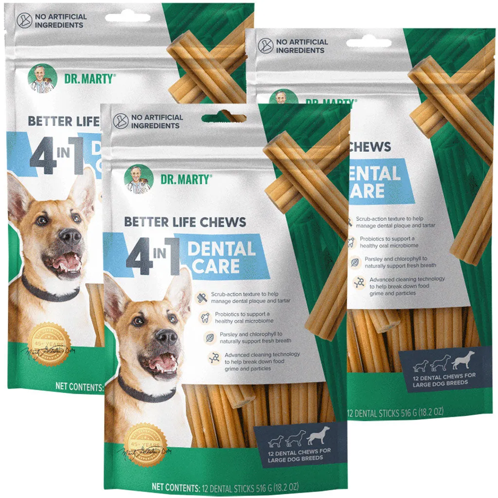 Dr. Marty Better Life Chews 4 in 1 Dental Care for Dogs, Large 60  lbs