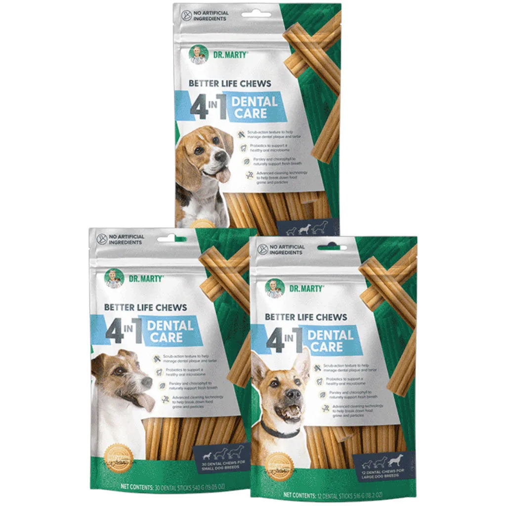 Dr. Marty Better Life Chews 4 in 1 Dental Care for Dogs, Large 60  lbs