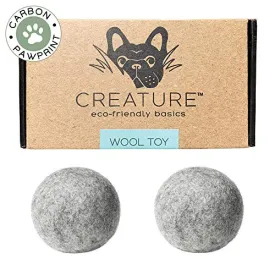 Eco-Friendly 100% All Natural Wool (Set of 2) Dog Toy Balls - Handmade