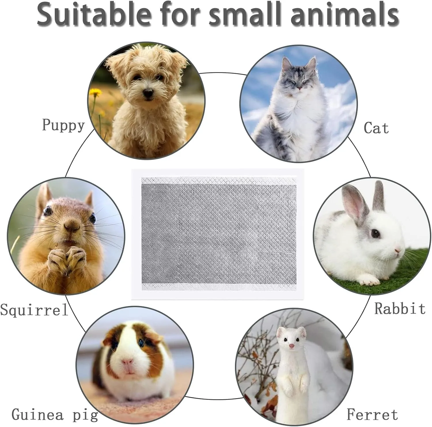 Fhiny 100Pcs Rabbit Pee Pads,18" 13" Disposable Cage Liner Black Carbon Odor-Control All-Absorb Charcoal Bunny Training Accessories with Quick-Dry Surface for Rabbits Guinea Pigs Small Animals