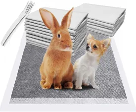 Fhiny 50PCS Rabbit Pee Pads, 18"  24" Disposable Cage Liner Black Carbon Odor-Control, All-Absorb Charcoal Training Accessories with Quick-Dry Surface for Bunny Rabbit Puppy Small Animals