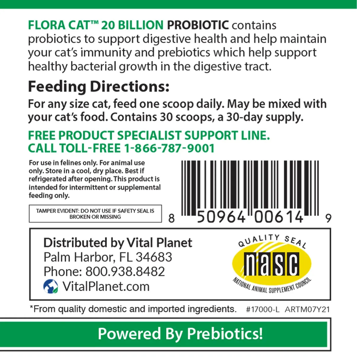 Flora Cat 20 Billion Probiotic 3.92 Oz. Powder