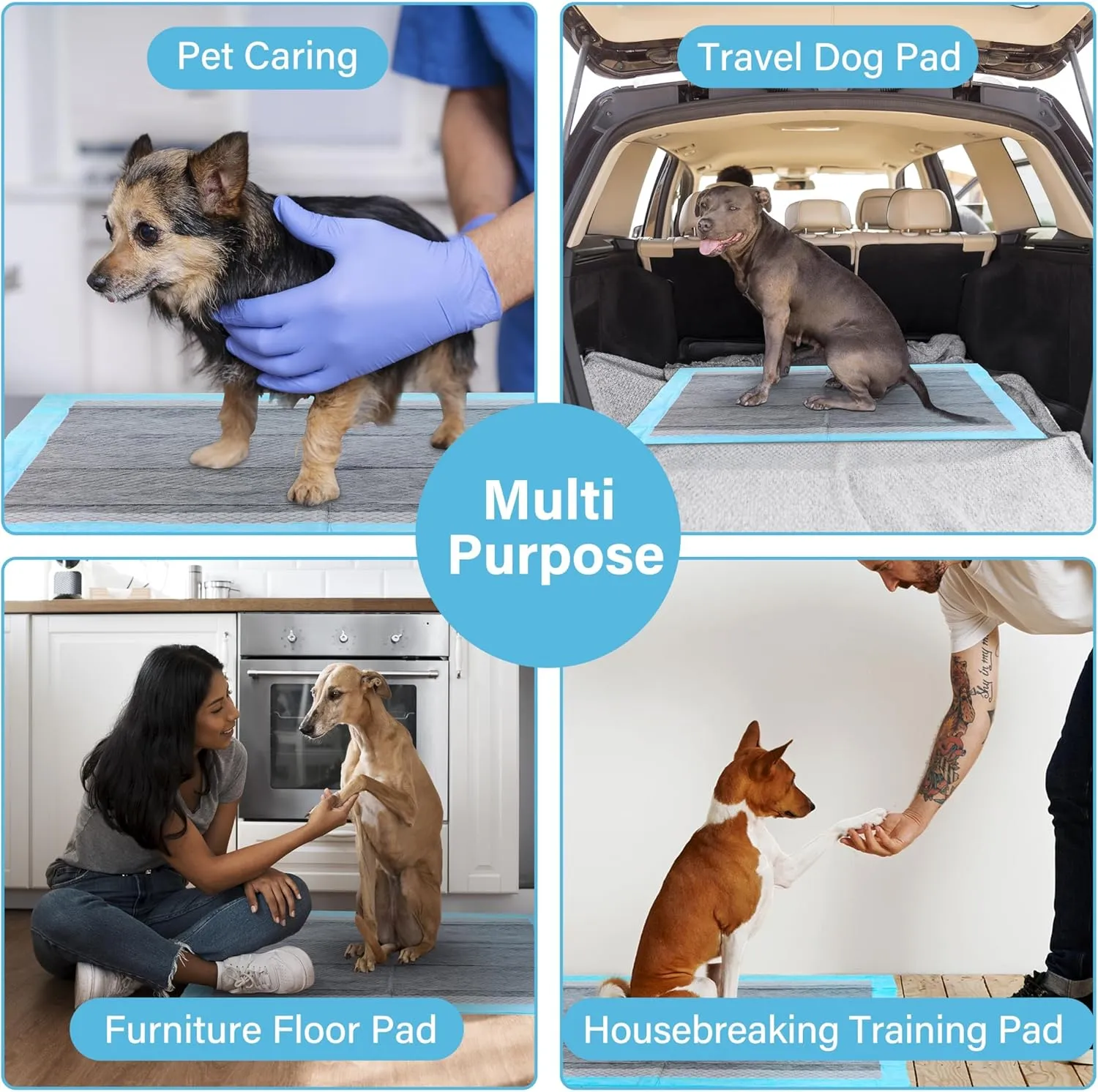 FluffyDream Ultra Charcoal Dog Training Pads with Leak-Proof Quick-Dry Urine Odor Design for Potty Training,17"X23"(100PCS) Improved Quality Pee Pads for Dogs, Super Absorbent Disposable Underpads