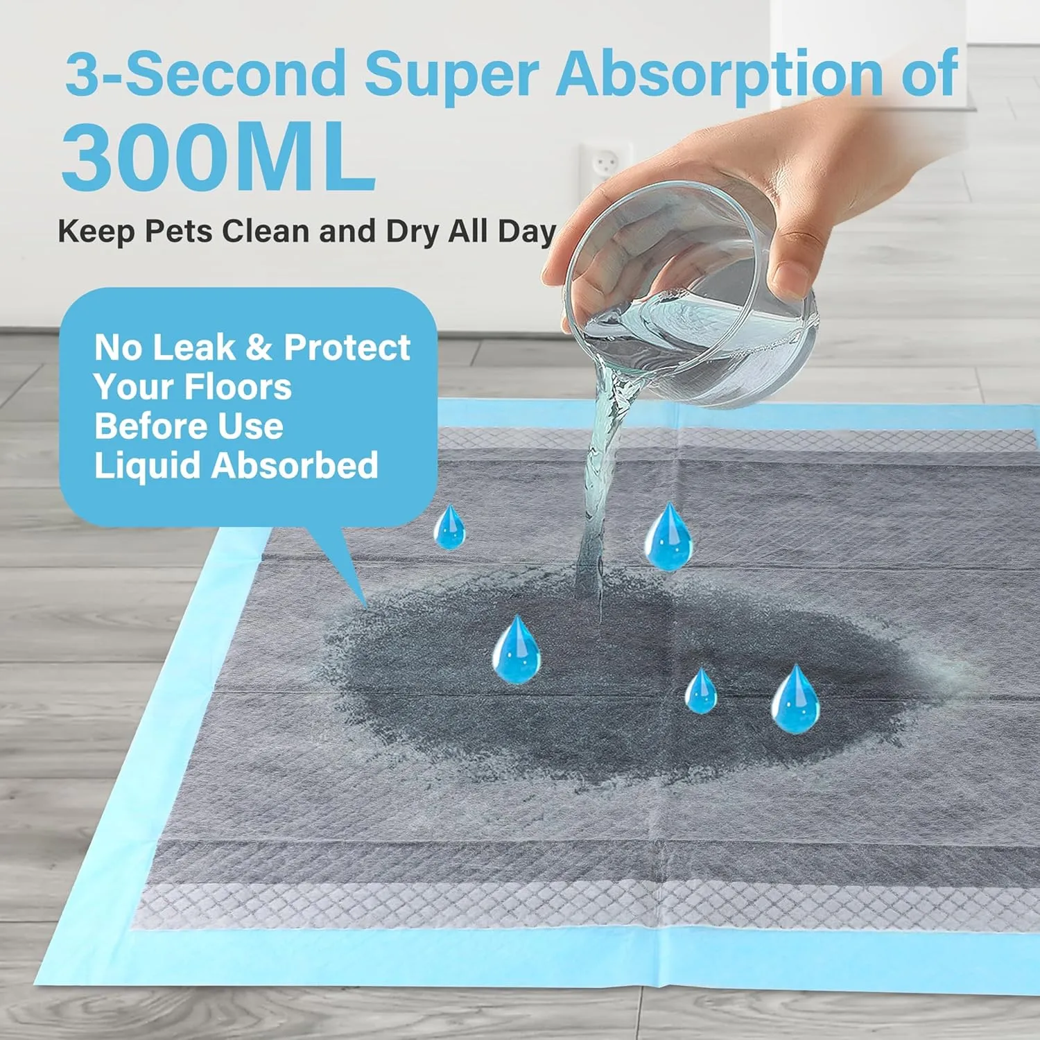 FluffyDream Ultra Charcoal Dog Training Pads with Leak-Proof Quick-Dry Urine Odor Design for Potty Training,17"X23"(100PCS) Improved Quality Pee Pads for Dogs, Super Absorbent Disposable Underpads