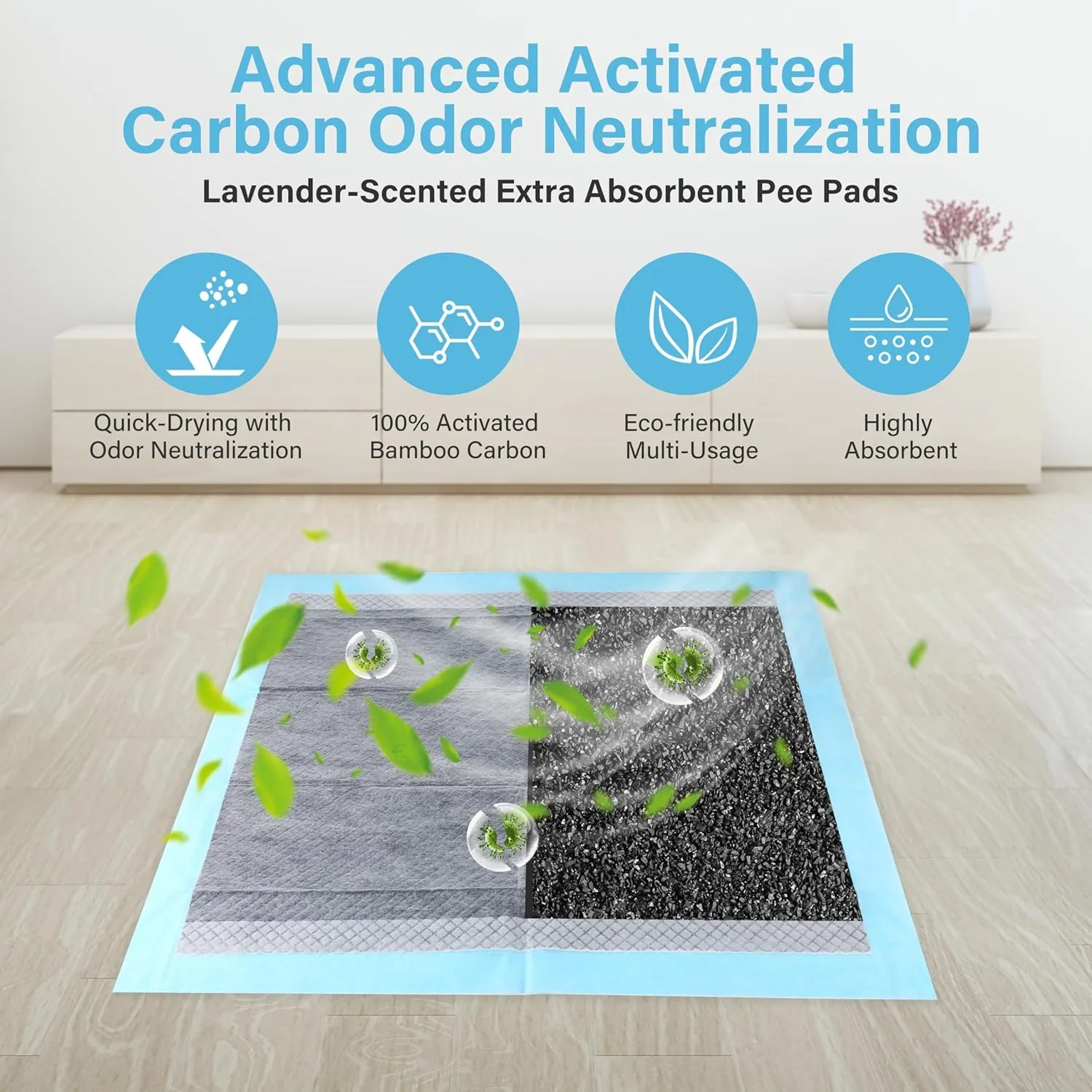FluffyDream Ultra Charcoal Dog Training Pads with Leak-Proof Quick-Dry Urine Odor Design for Potty Training,17"X23"(100PCS) Improved Quality Pee Pads for Dogs, Super Absorbent Disposable Underpads