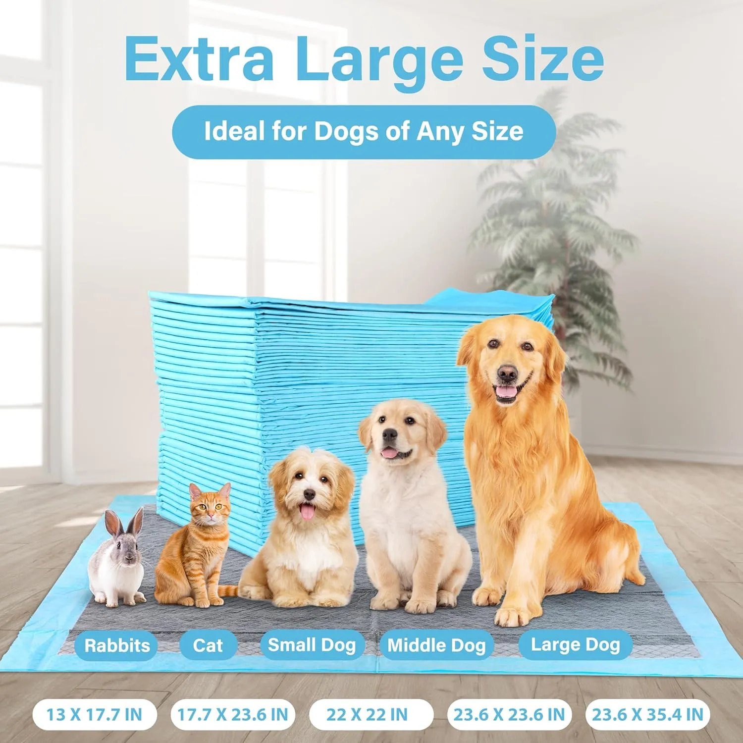 FluffyDream Ultra Charcoal Dog Training Pads with Leak-Proof Quick-Dry Urine Odor Design for Potty Training,17"X23"(100PCS) Improved Quality Pee Pads for Dogs, Super Absorbent Disposable Underpads