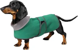 Geyecete Dachshund Sweaters for Dogs Jacket, Dachshund Coat Winter Coat with Padded Fleece Lining and High Collar, Dog Snowsuit with Adjustable Bands Sizes-Green-L