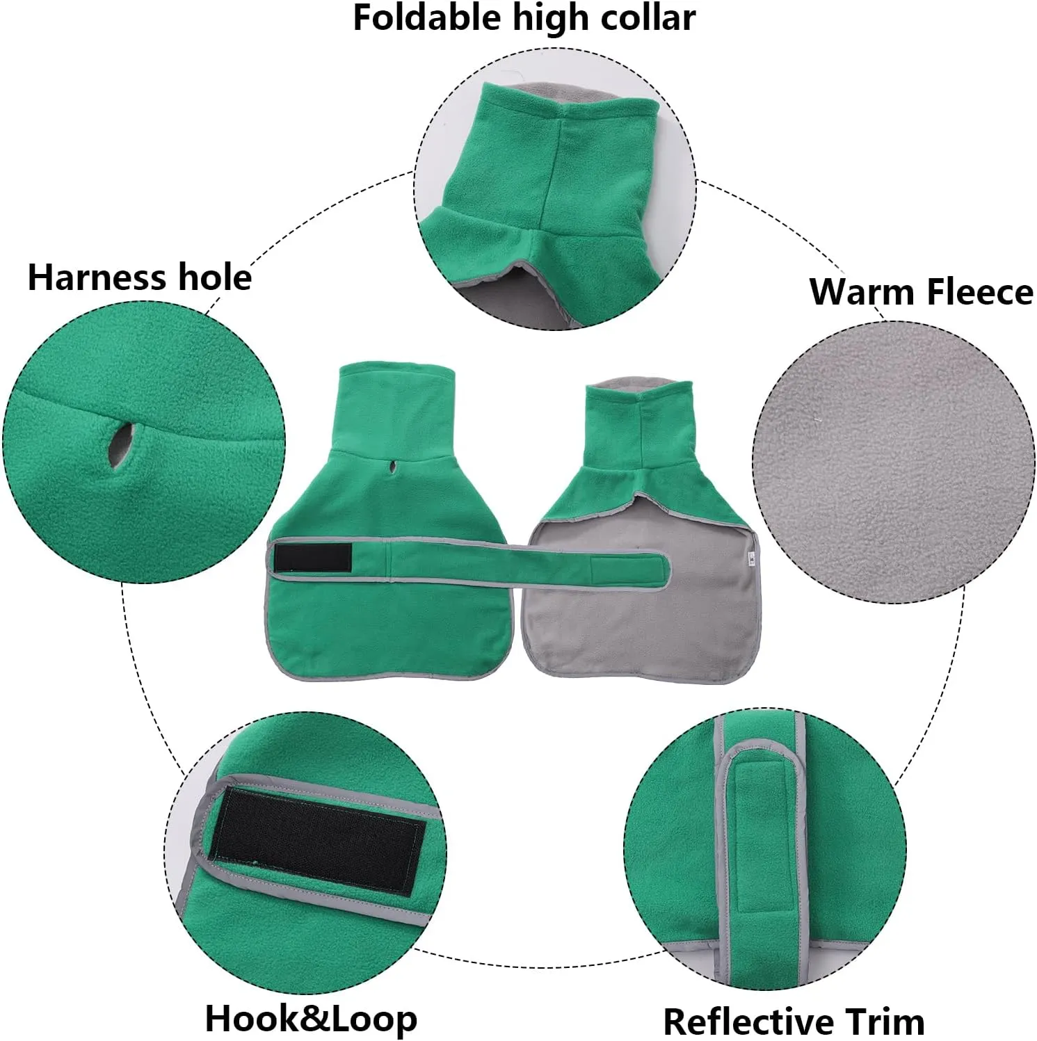 Geyecete Dachshund Sweaters for Dogs Jacket, Dachshund Coat Winter Coat with Padded Fleece Lining and High Collar, Dog Snowsuit with Adjustable Bands Sizes-Green-L