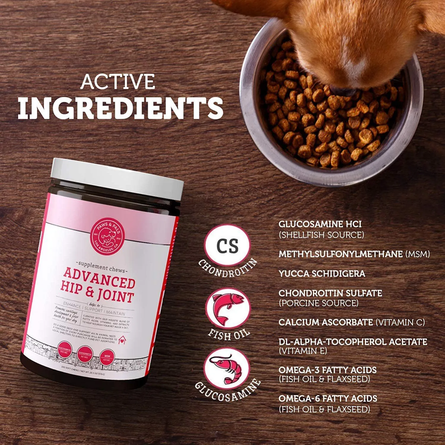 Hip and Joint Advanced Level 2 Formula All Natural Glucosamine Supplement for Dogs and Cat