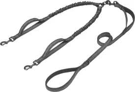 iYoShop Double Dog Leash with Three Extra Traffic Handles, 360 Swivel No Tangle Dual Dog Walking Leash, Comfortable Shock Absorbing Reflective Bungee for Two Dogs(5-18 lbs, Black)