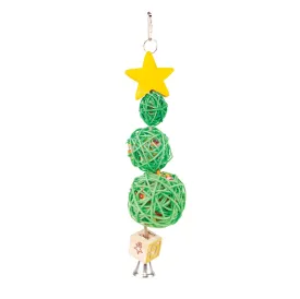 Kazoo Christmas Wicker Balls with Star and Bells Bird Toy***
