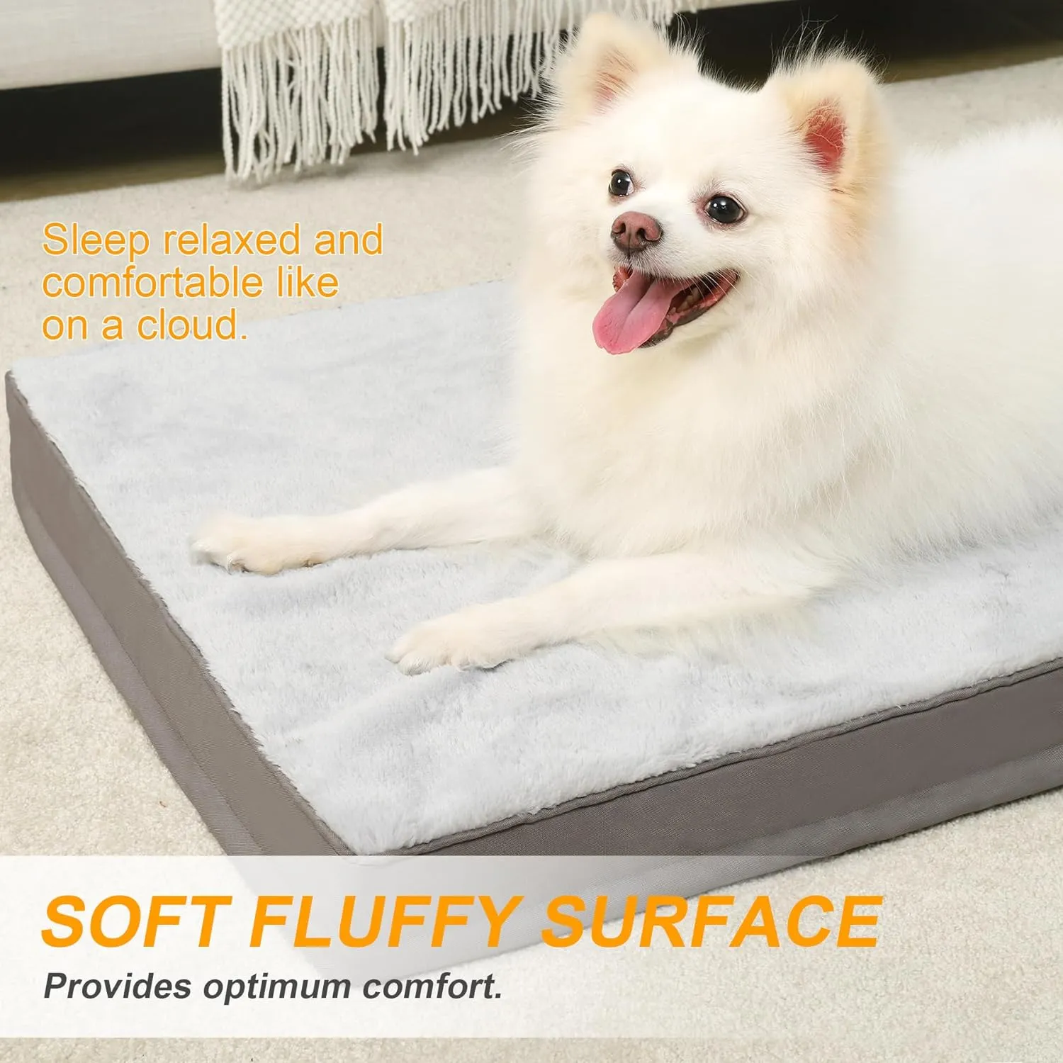 KSIIA Orthopedic Dog Bed, Egg Crate Foam Pet Mat with Removable Cover, Plush Waterproof & Washable Small Dogs Bed, 17x12 Inch, Gray