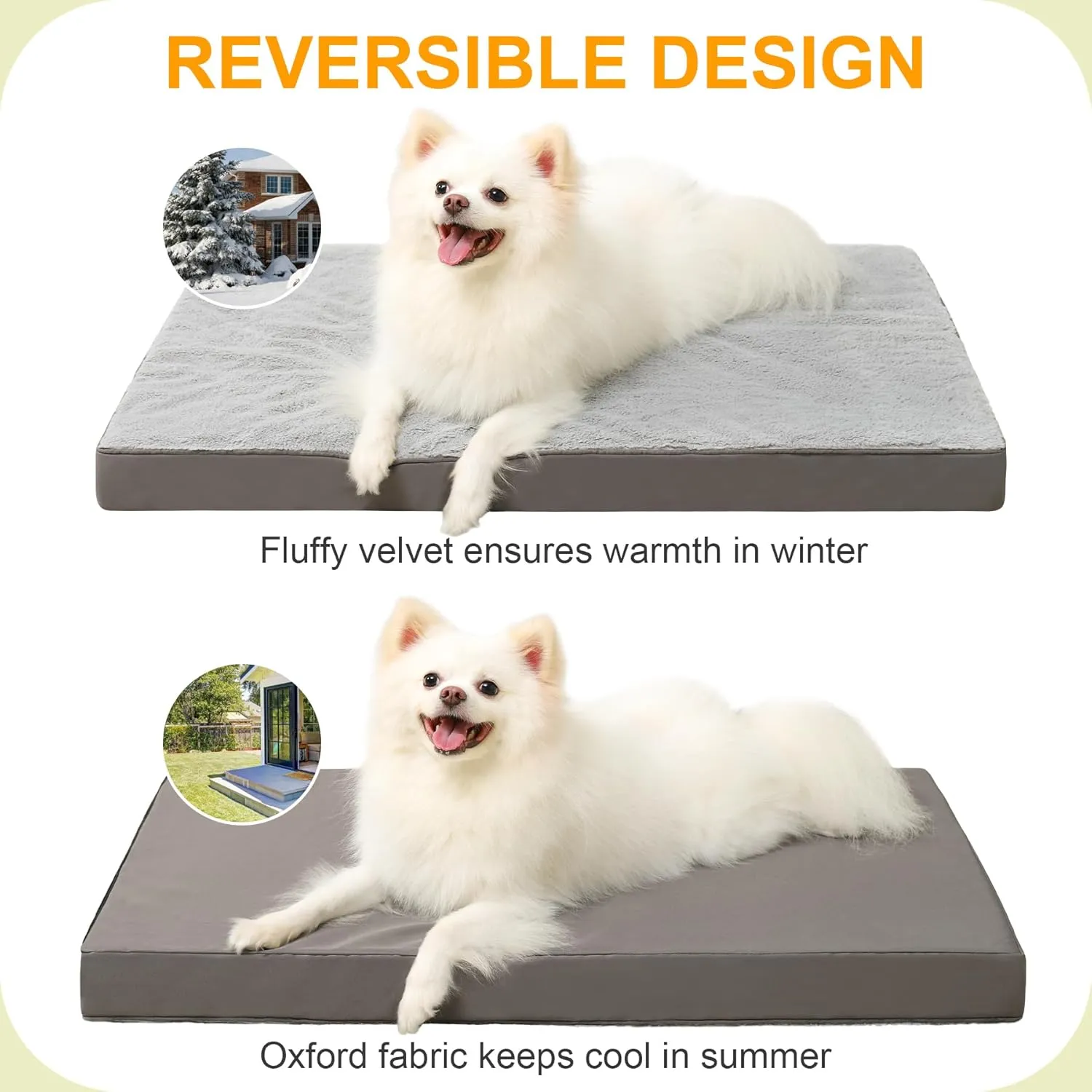 KSIIA Orthopedic Dog Bed, Egg Crate Foam Pet Mat with Removable Cover, Plush Waterproof & Washable Small Dogs Bed, 17x12 Inch, Gray