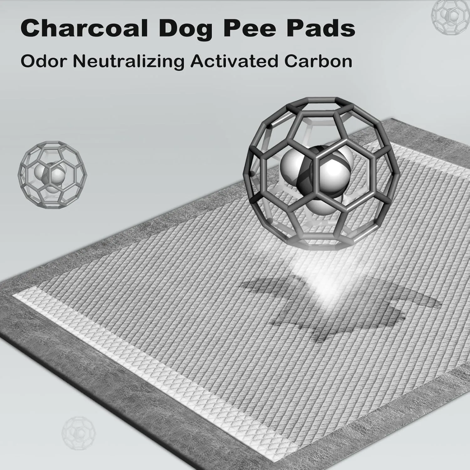 MIZOK Charcoal Dog Pee Pads Activated Carbon 36x36in Dog Pads Odor Control Up to 11 Cups of Liquid Super Absorption Pee Pads for Dogs Quick Dry & Leak-Proof Puppy Pads (100 Counts)