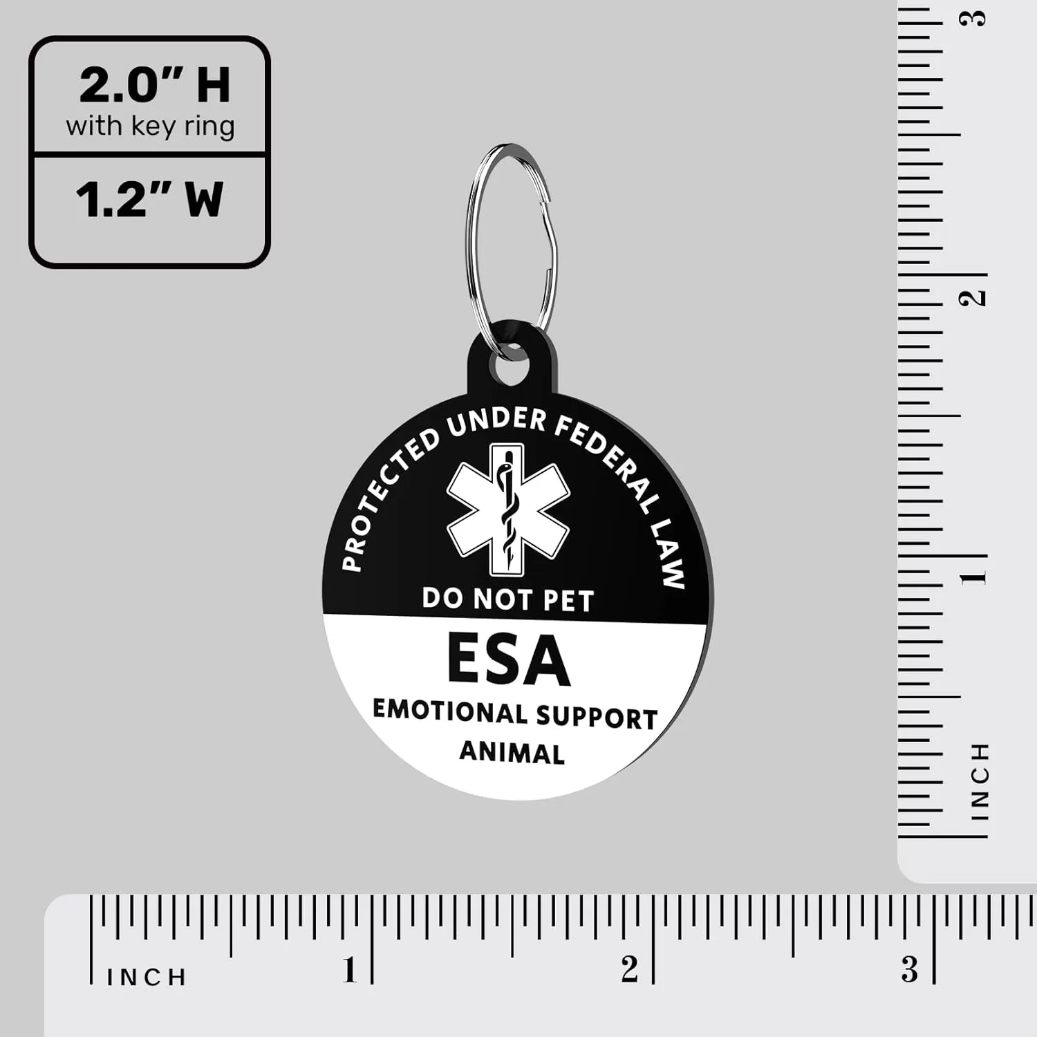 MYLUCKYTAG Emotional Support Animal (ESA) QR Code Stainless Steel Pet ID Tag - Online Profile, Location Alert Email, Digital, Durable Collar Tag - Engraved