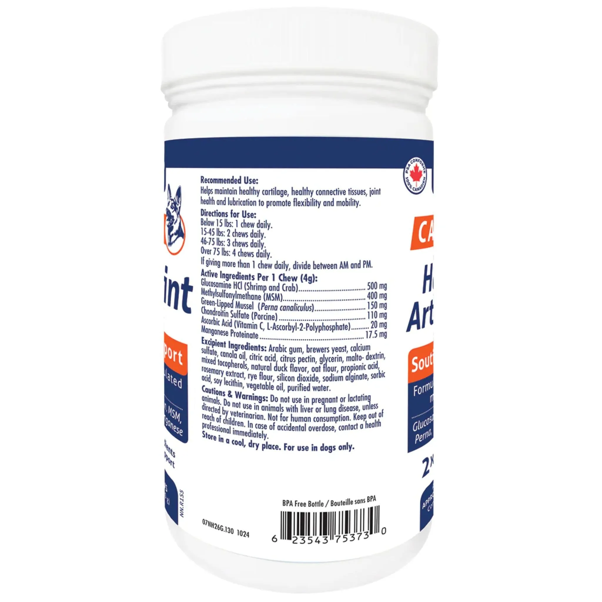 Naka Pet Love Canine Hip   Joint Powder, Veterinarian Formulated Advanced Mobility Support for Dogs with Glucosamine, Chondroitin & MSM, 130 Chews