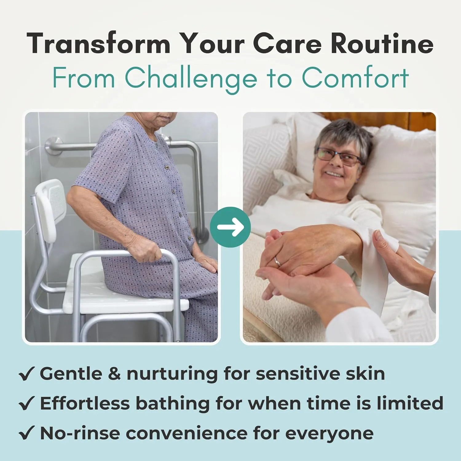 Nurture XL Ultra Thick Body Wipes for Adults w/Aloe | 40 Extra Large Disposable Cloth Wet Cleansing No Rinse Bathing Washcloths, Waterless Shower | Bath Wipe for Women, Men & Elderly