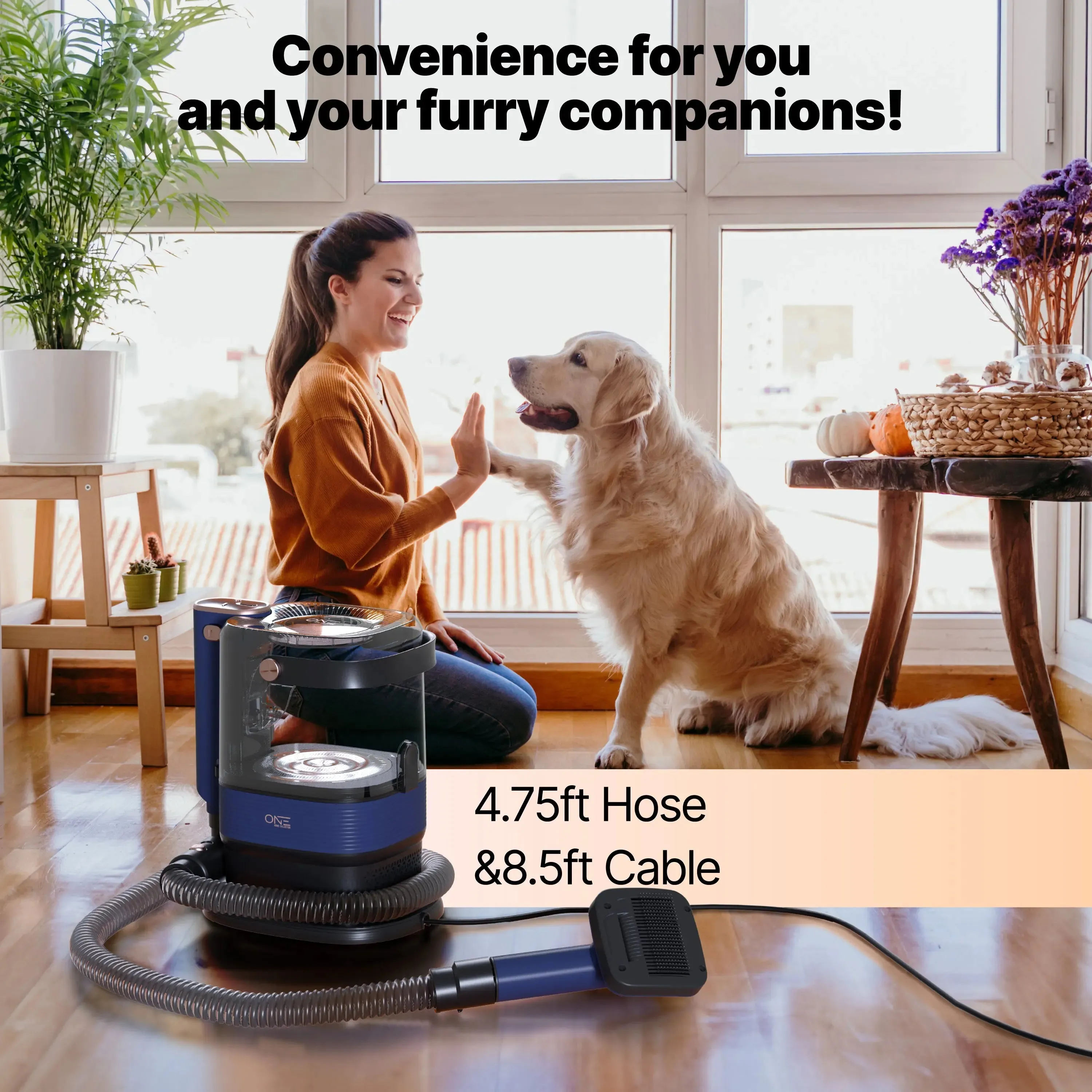 ONE Premium Dog Grooming Kit, Pet Grooming Vacuum & Dog Clippers & Dog Brush for Shedding with 5 Grooming and Cleaning Tools, Low Noise Dog Hair Remover Pet Grooming Supplies