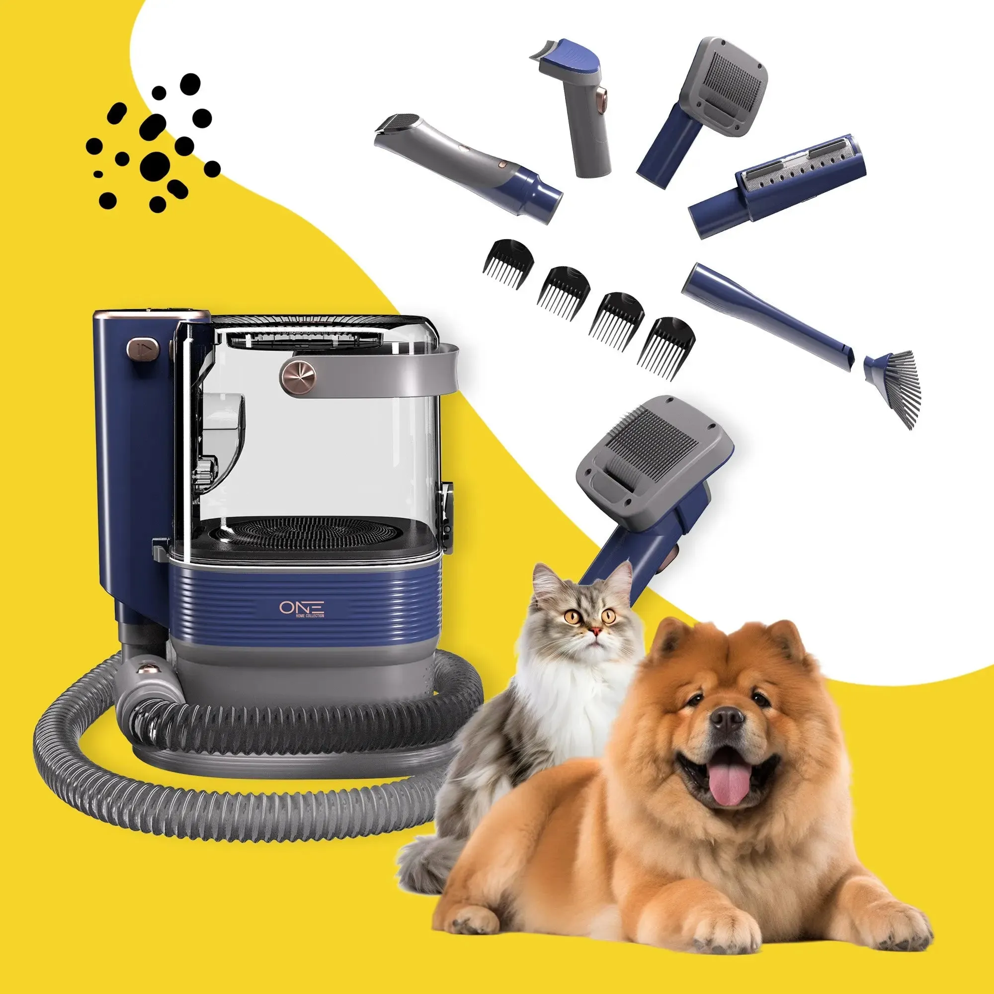ONE Premium Dog Grooming Kit, Pet Grooming Vacuum & Dog Clippers & Dog Brush for Shedding with 5 Grooming and Cleaning Tools, Low Noise Dog Hair Remover Pet Grooming Supplies