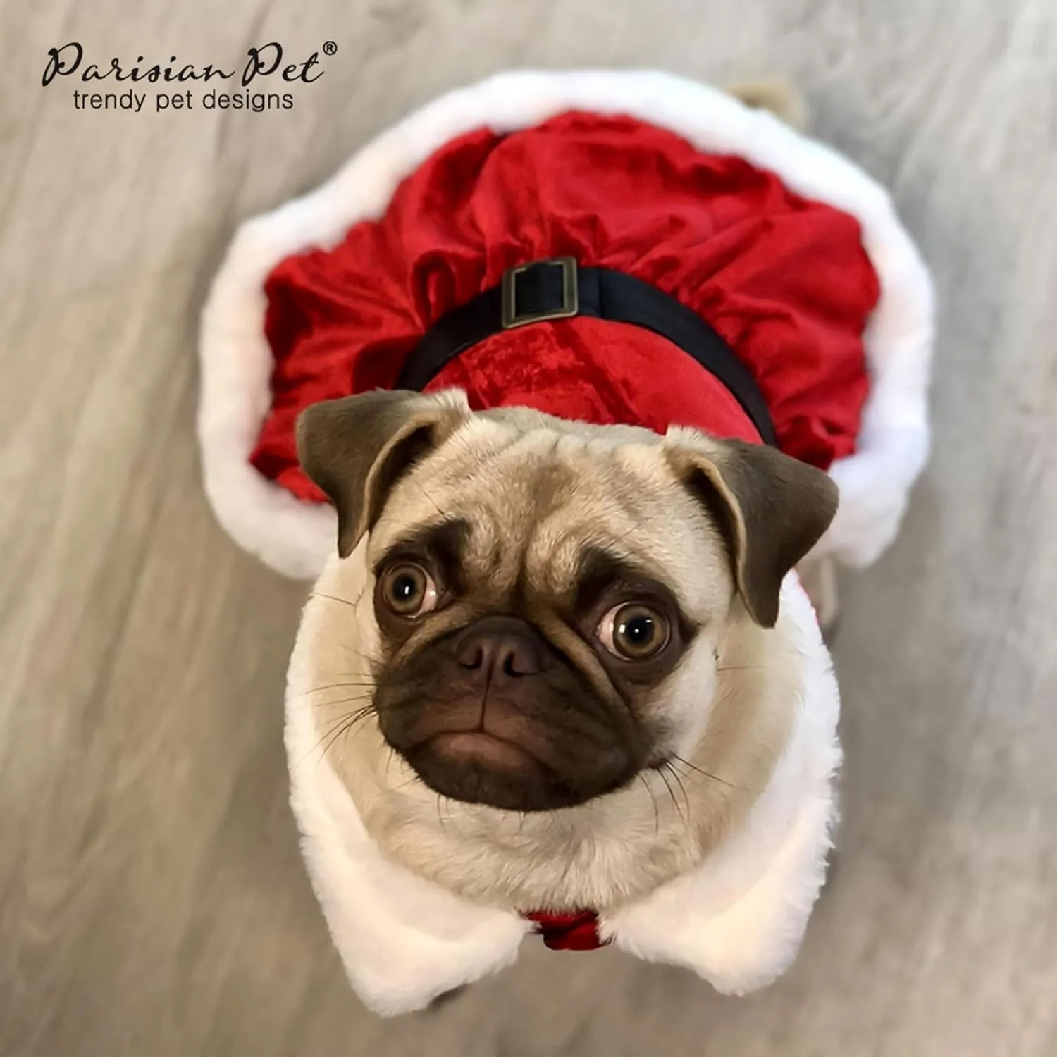 Parisian Pet Dog Christmas Dress  Pet Xmas Dog Dress  Mrs. Santa Claus Dog Costume  Red Velvet Skirt Small Dog Dress  Winter Fall Dog Clothes - Holiday Christmas Outfit for Small Dogs Girl - S