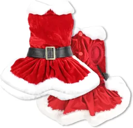 Parisian Pet Dog Christmas Dress  Pet Xmas Dog Dress  Mrs. Santa Claus Dog Costume  Red Velvet Skirt Small Dog Dress  Winter Fall Dog Clothes - Holiday Christmas Outfit for Small Dogs Girl - S