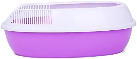 Pet Litter Box Semi-enclosed Cat Toilet Sand Basin Deodorizing Cat Poop Basin Cat Supplies Super Extra Large Cat Litter Box Cat Litter Pan (Color : Pink, Size : S-37x27x12.5cm)