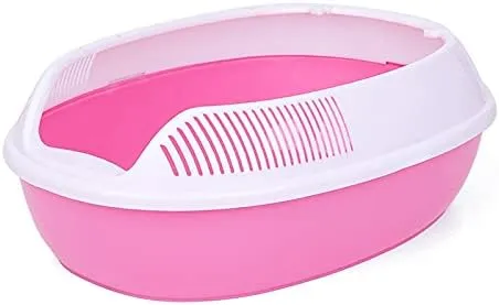 Pet Litter Box Semi-enclosed Cat Toilet Sand Basin Deodorizing Cat Poop Basin Cat Supplies Super Extra Large Cat Litter Box Cat Litter Pan (Color : Pink, Size : S-37x27x12.5cm)