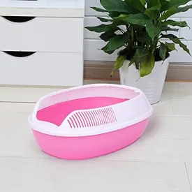 Pet Litter Box Semi-enclosed Cat Toilet Sand Basin Deodorizing Cat Poop Basin Cat Supplies Super Extra Large Cat Litter Box Cat Litter Pan (Color : Pink, Size : S-37x27x12.5cm)